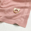 Paturica bebe Cosy tricotata din bumbac roz pudra (2)